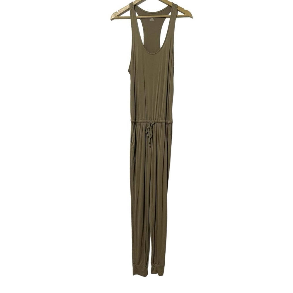 Aerie Olive Green Sleeveless Drawstring Waistband Jogger Jumpsuit Size XS